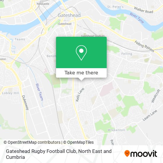 Gateshead Rugby Football Club map