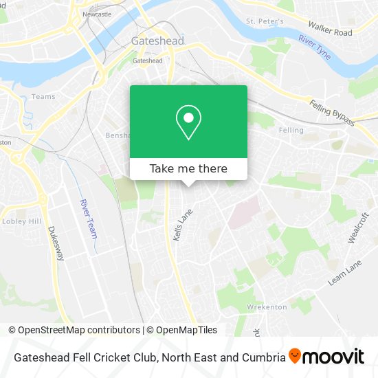 Gateshead Fell Cricket Club map