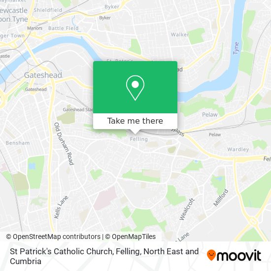 St Patrick's Catholic Church, Felling map