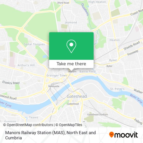 Manors Railway Station (MAS) map