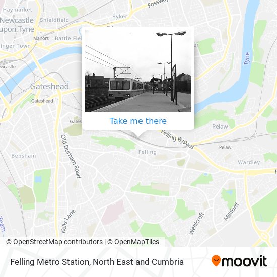 Felling Metro Station map