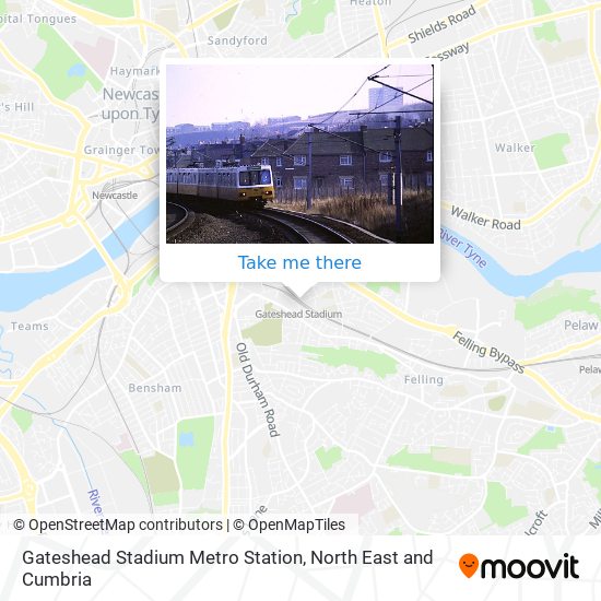 Gateshead Stadium Metro Station map