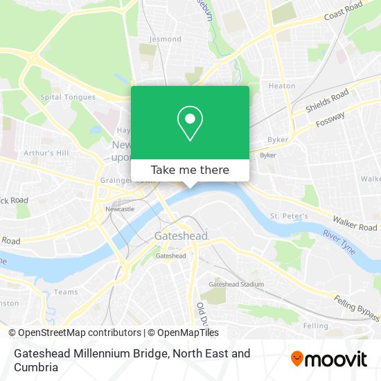 Gateshead Millennium Bridge map