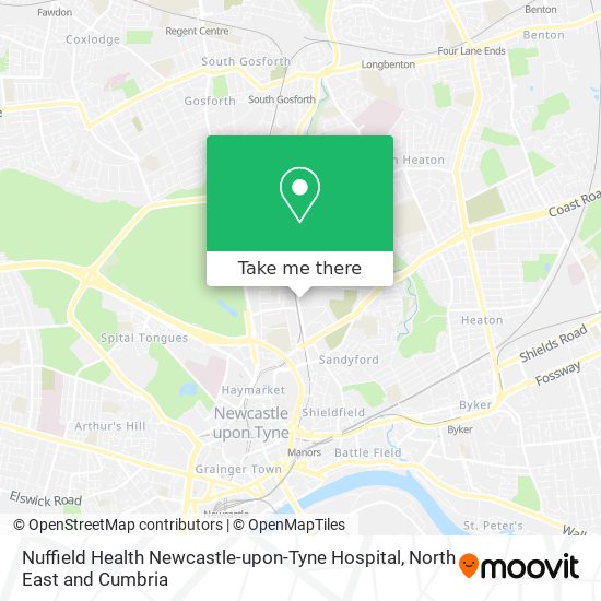 Nuffield Health Newcastle-upon-Tyne Hospital map