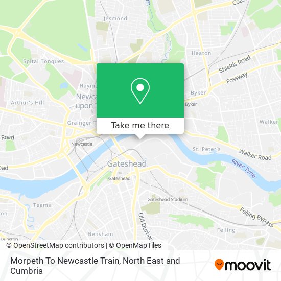 Morpeth To Newcastle Train map