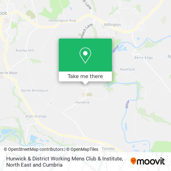 Hunwick & District Working Mens Club & Institute map