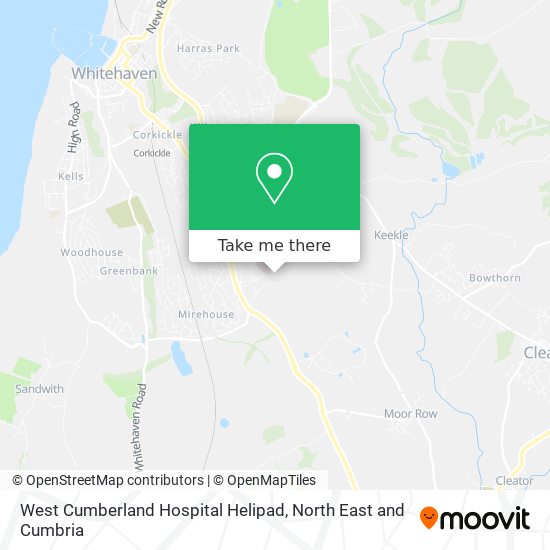West Cumberland Hospital Helipad map