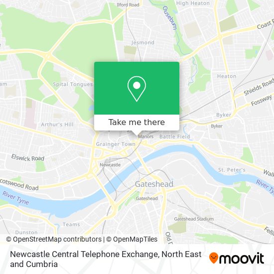 Newcastle Central Telephone Exchange map
