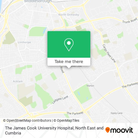 The James Cook University Hospital map
