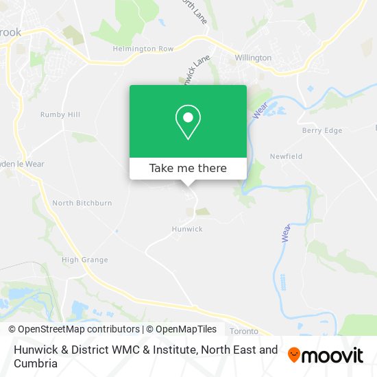 Hunwick & District WMC & Institute map