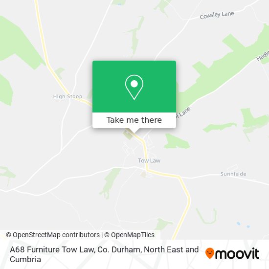 A68 Furniture Tow Law, Co. Durham map