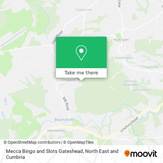 Mecca Bingo and Slots Gateshead map