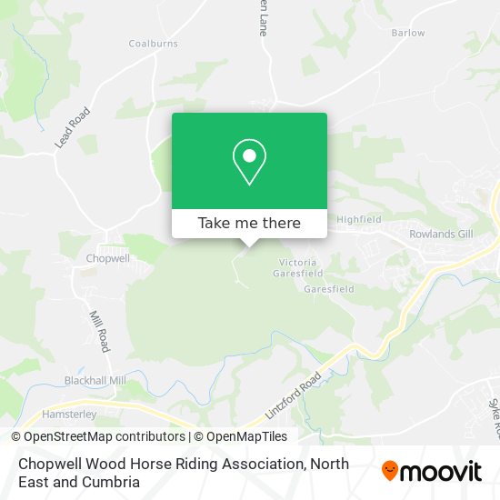 Chopwell Wood Horse Riding Association map