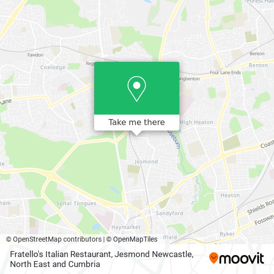 Fratello's Italian Restaurant, Jesmond Newcastle map