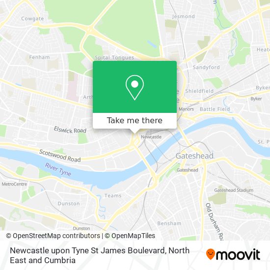 Newcastle upon Tyne St James Boulevard map