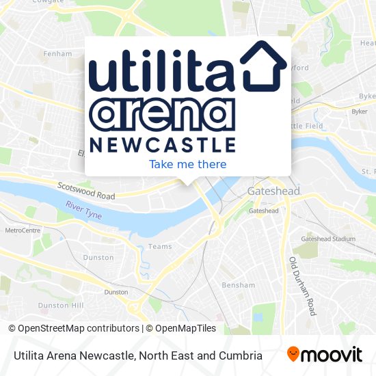 Utilita Arena Newcastle map