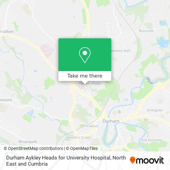 Durham Aykley Heads for University Hospital map