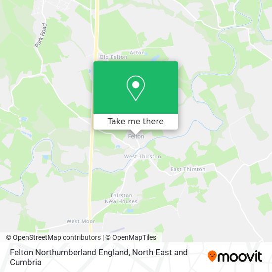 Felton Northumberland England map