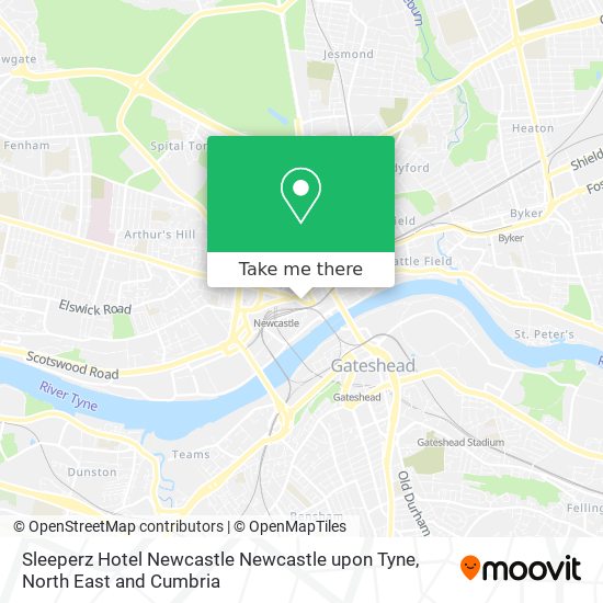 Sleeperz Hotel Newcastle Newcastle upon Tyne map