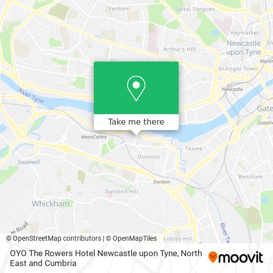 OYO The Rowers Hotel Newcastle upon Tyne map