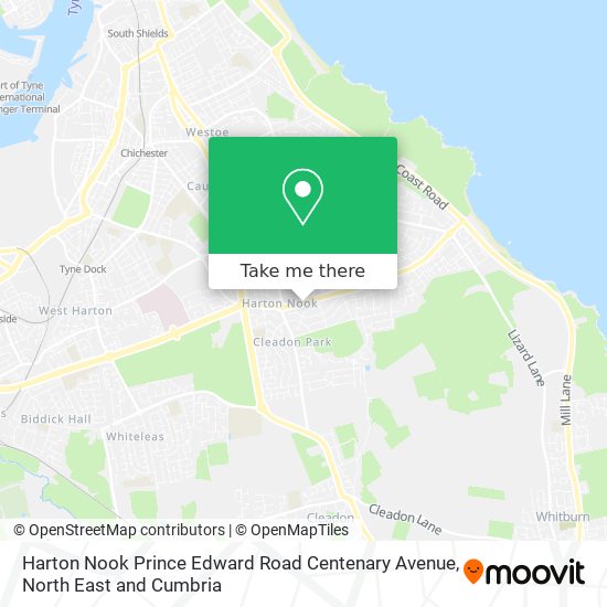Harton Nook Prince Edward Road Centenary Avenue map