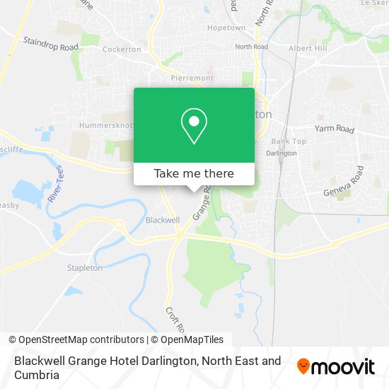Blackwell Grange Hotel Darlington map