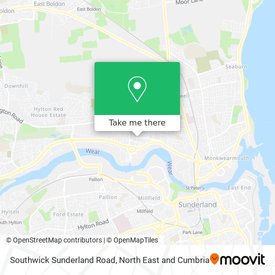 Southwick Sunderland Road map