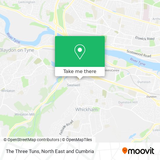 The Three Tuns map