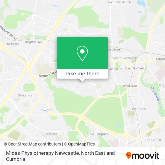 Midas Physiotherapy Newcastle map