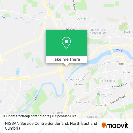 NISSAN Service Centre Sunderland map