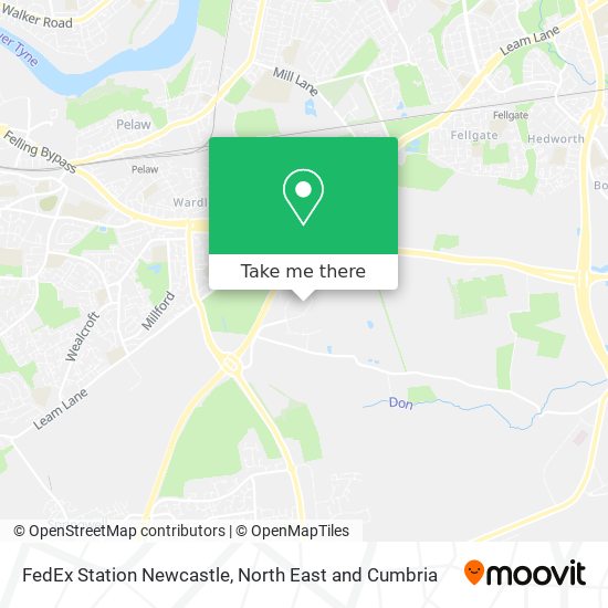 FedEx Station Newcastle map