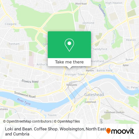 Loki and Bean. Coffee Shop. Woolsington map