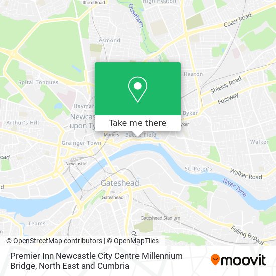 Premier Inn Newcastle City Centre Millennium Bridge map