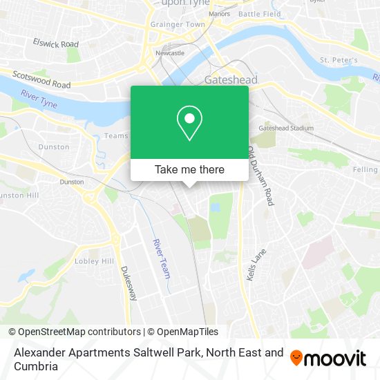Alexander Apartments Saltwell Park map