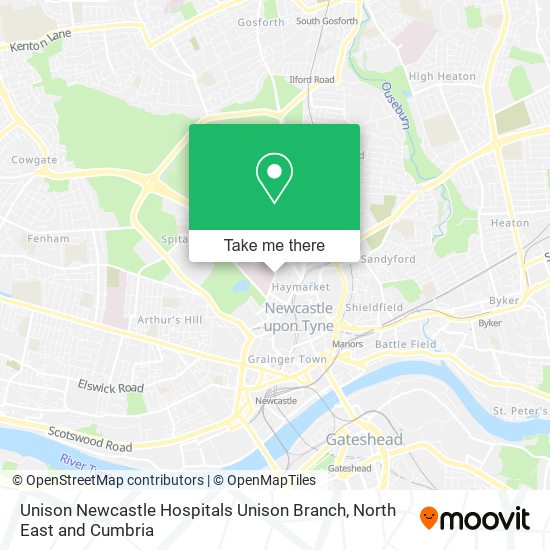 Unison Newcastle Hospitals Unison Branch map