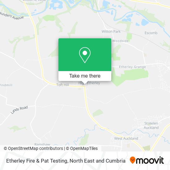 Etherley Fire & Pat Testing map