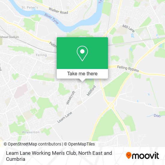 Leam Lane Working Men's Club map