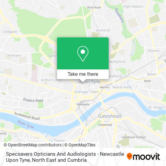 Specsavers Opticians And Audiologists - Newcastle Upon Tyne map