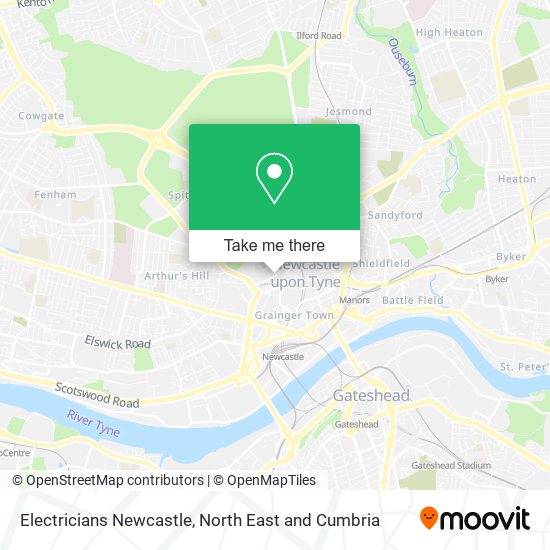 Electricians Newcastle map