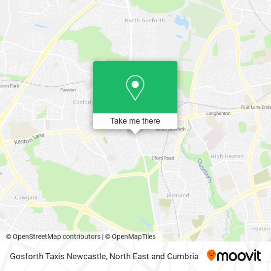 Gosforth Taxis Newcastle map