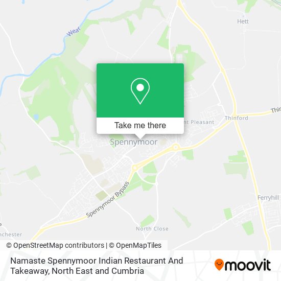 Namaste Spennymoor Indian Restaurant And Takeaway map