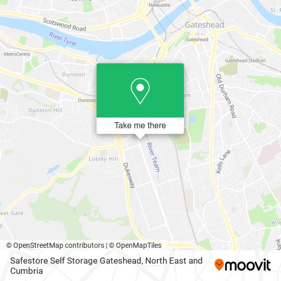 Safestore Self Storage Gateshead map