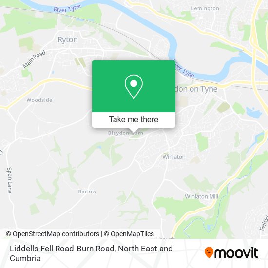 Liddells Fell Road-Burn Road map