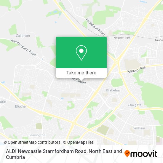 ALDI Newcastle Stamfordham Road map