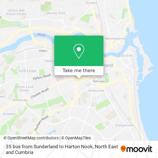 35 bus from Sunderland to Harton Nook map