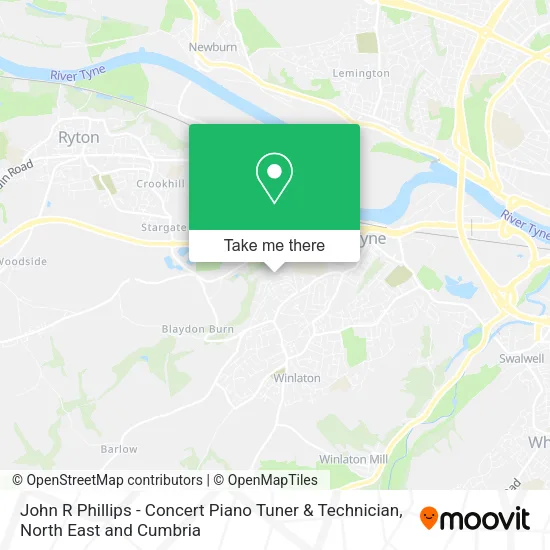 John R Phillips - Concert Piano Tuner & Technician map