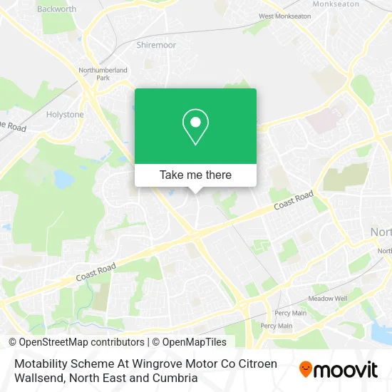 Motability Scheme At Wingrove Motor Co Citroen Wallsend map