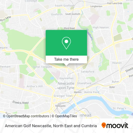 American Golf Newcastle map