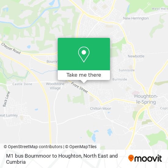 M1 bus Bournmoor to Houghton map