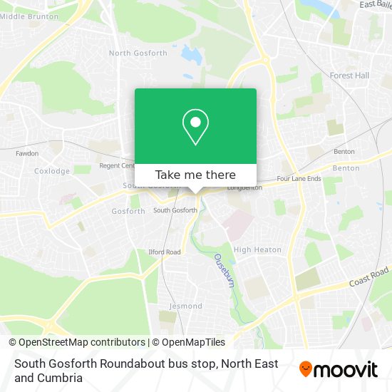 South Gosforth Roundabout bus stop map